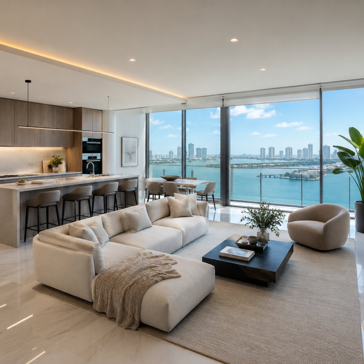 Waterfront condo tower in Edgewater, Miami